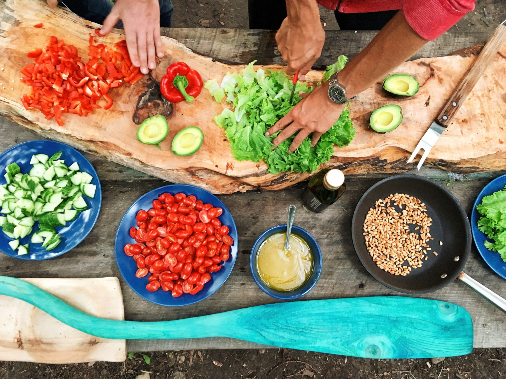 Engaging in the essential step of food preparation prior to the freeze-drying process.