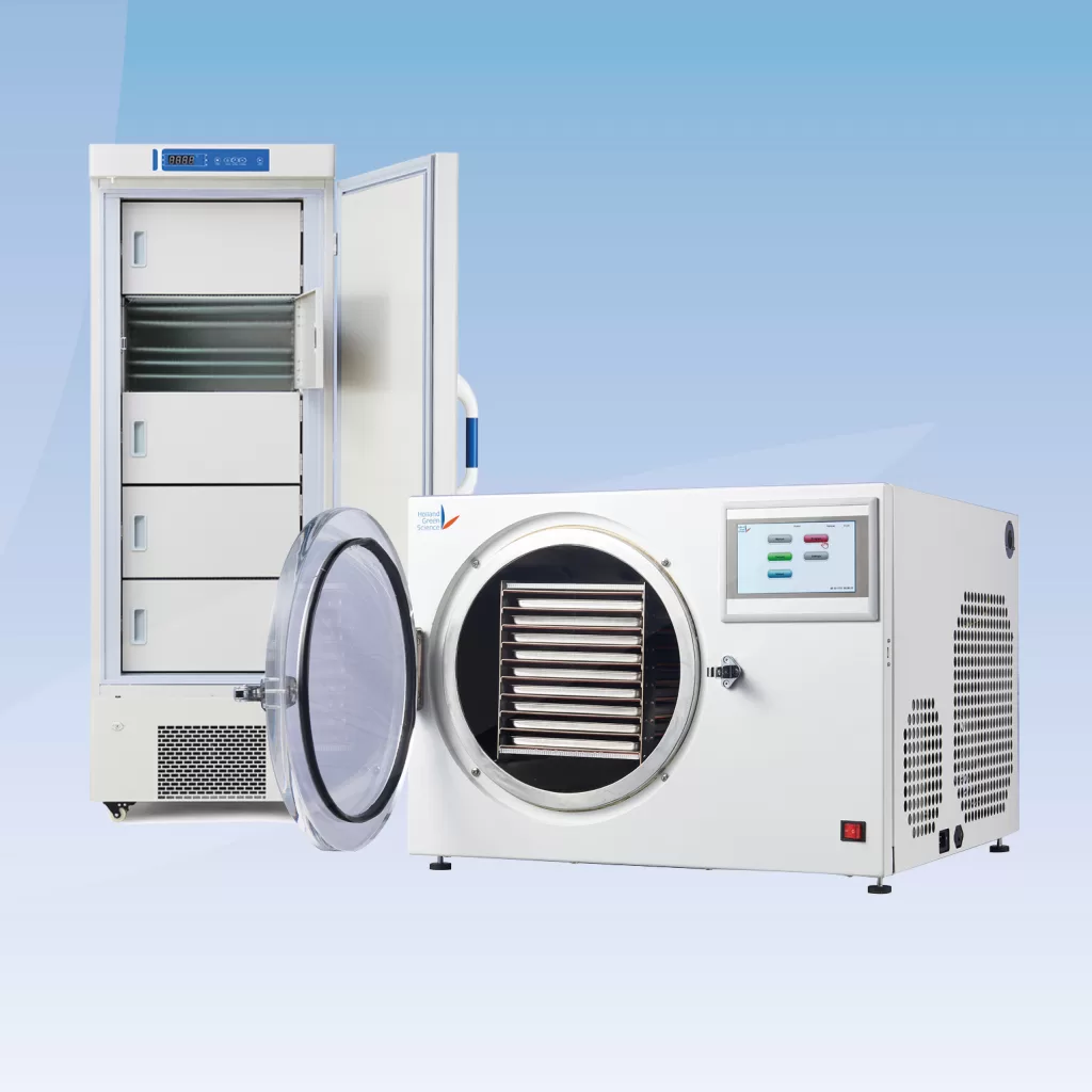 The ideal pairing: the Xiros Mikro Freeze Dryer and the Preseva-25º Plus, equipped with 21 shelves. lab freezer refrigerator for laboratory fridge for lab scientific refrigerator lab refrigerator laboratory fridge types of laboratory refrigerator research freezer refrigerator uses in laboratory laboratory refrigerators and freezers lab refrigerator freezer lab fridge freezer chemical freezers biological freezer best laboratory refrigerators
