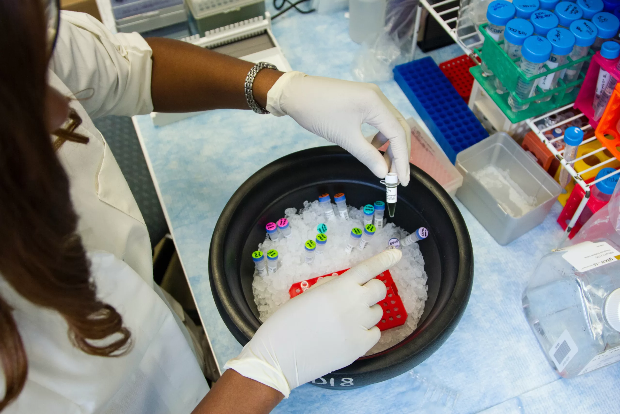 Samples maintained at a cool temperature using external ice.