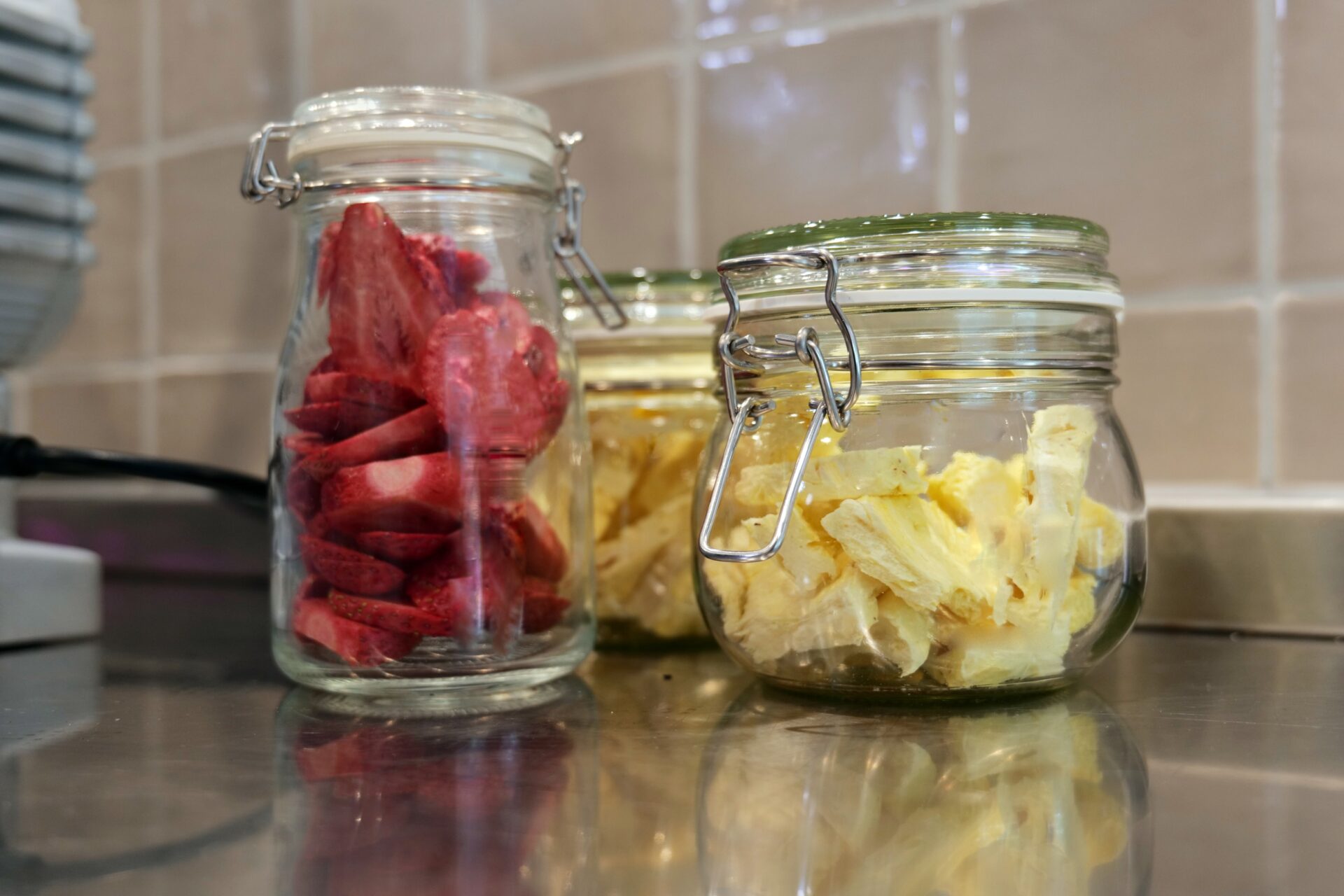 Freeze dried strawberries and pineapple with the Xiros Mikro Freeze Dryer